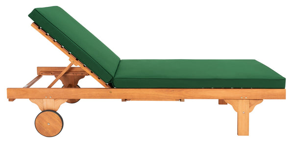 Safavieh NEWPORT Lounge Chair – Elegant Outdoor Seating with Classic Design, Comfortable Cushion & Table Natural / Green PAT7022N
