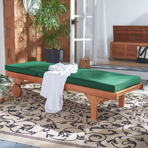 Safavieh NEWPORT Lounge Chair – Elegant Outdoor Seating with Classic Design, Comfortable Cushion & Table Natural / Green PAT7022N