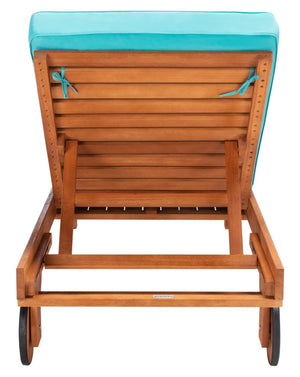 Safavieh NEWPORT Lounge Chair – Elegant Outdoor Seating with Classic Design, Comfortable Cushion & Table Natural / Aqua PAT7022Q