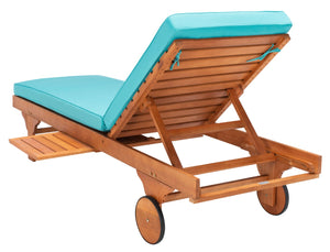 Safavieh NEWPORT Lounge Chair – Elegant Outdoor Seating with Classic Design, Comfortable Cushion & Table Natural / Aqua PAT7022Q