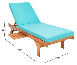 Safavieh NEWPORT Lounge Chair – Elegant Outdoor Seating with Classic Design, Comfortable Cushion & Table Natural / Aqua PAT7022Q