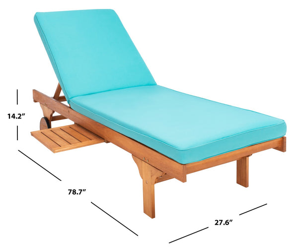 Safavieh NEWPORT Lounge Chair – Elegant Outdoor Seating with Classic Design, Comfortable Cushion & Table Natural / Aqua PAT7022Q