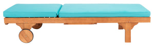 Safavieh NEWPORT Lounge Chair – Elegant Outdoor Seating with Classic Design, Comfortable Cushion & Table Natural / Aqua PAT7022Q