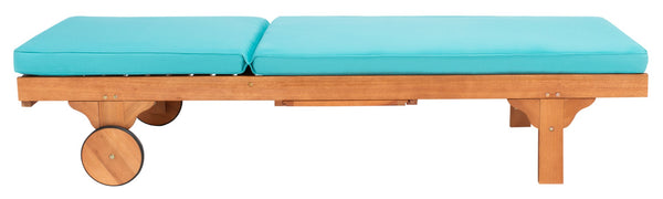 Safavieh NEWPORT Lounge Chair – Elegant Outdoor Seating with Classic Design, Comfortable Cushion & Table Natural / Aqua PAT7022Q