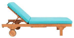 Safavieh NEWPORT Lounge Chair – Elegant Outdoor Seating with Classic Design, Comfortable Cushion & Table Natural / Aqua PAT7022Q