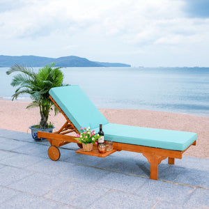 Safavieh NEWPORT Lounge Chair – Elegant Outdoor Seating with Classic Design, Comfortable Cushion & Table Natural / Aqua PAT7022Q