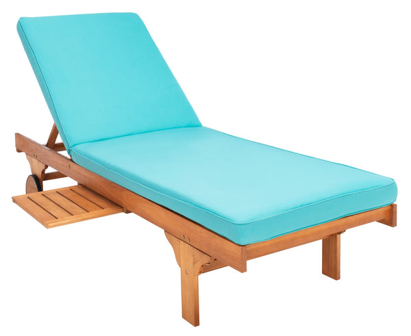 Safavieh NEWPORT Lounge Chair – Elegant Outdoor Seating with Classic Design, Comfortable Cushion & Table Natural / Aqua PAT7022Q