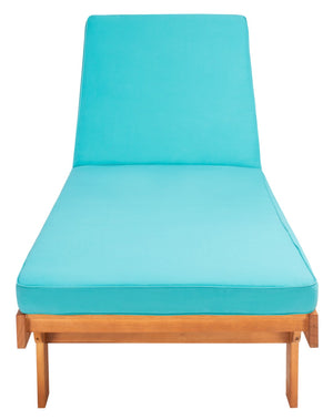 Safavieh NEWPORT Lounge Chair – Elegant Outdoor Seating with Classic Design, Comfortable Cushion & Table Natural / Aqua PAT7022Q