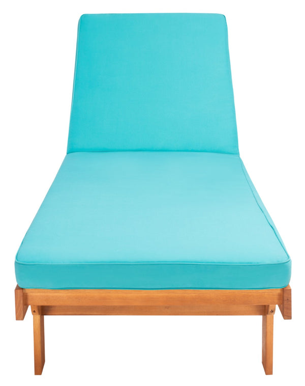 Safavieh NEWPORT Lounge Chair – Elegant Outdoor Seating with Classic Design, Comfortable Cushion & Table Natural / Aqua PAT7022Q