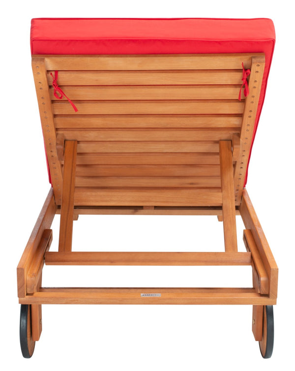 Safavieh NEWPORT Lounge Chair – Elegant Outdoor Seating with Classic Design, Comfortable Cushion & Table Natural / Red PAT7022R