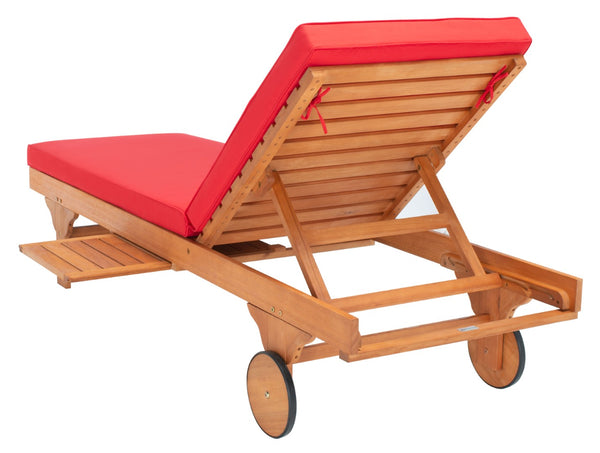 Safavieh NEWPORT Lounge Chair – Elegant Outdoor Seating with Classic Design, Comfortable Cushion & Table Natural / Red PAT7022R