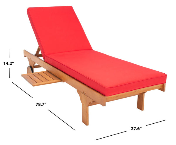 Safavieh NEWPORT Lounge Chair – Elegant Outdoor Seating with Classic Design, Comfortable Cushion & Table Natural / Red PAT7022R