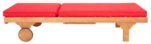 Safavieh NEWPORT Lounge Chair – Elegant Outdoor Seating with Classic Design, Comfortable Cushion & Table Natural / Red PAT7022R