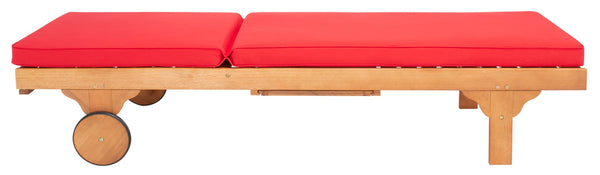 Safavieh NEWPORT Lounge Chair – Elegant Outdoor Seating with Classic Design, Comfortable Cushion & Table Natural / Red PAT7022R