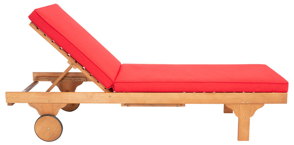 Safavieh NEWPORT Lounge Chair – Elegant Outdoor Seating with Classic Design, Comfortable Cushion & Table Natural / Red PAT7022R