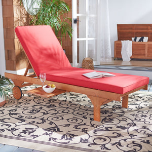 Safavieh NEWPORT Lounge Chair – Elegant Outdoor Seating with Classic Design, Comfortable Cushion & Table Natural / Red PAT7022R