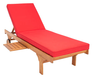 Safavieh NEWPORT Lounge Chair – Elegant Outdoor Seating with Classic Design, Comfortable Cushion & Table Natural / Red PAT7022R