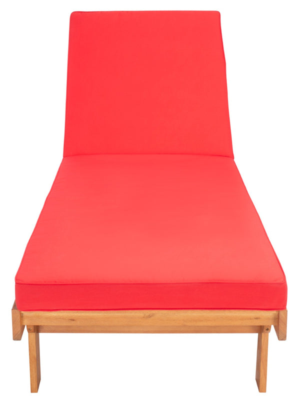 Safavieh NEWPORT Lounge Chair – Elegant Outdoor Seating with Classic Design, Comfortable Cushion & Table Natural / Red PAT7022R