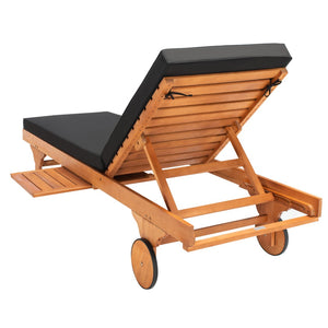 Safavieh NEWPORT Lounge Chair – Elegant Outdoor Seating with Classic Design, Comfortable Cushion & Table Natural / Black PAT7022X