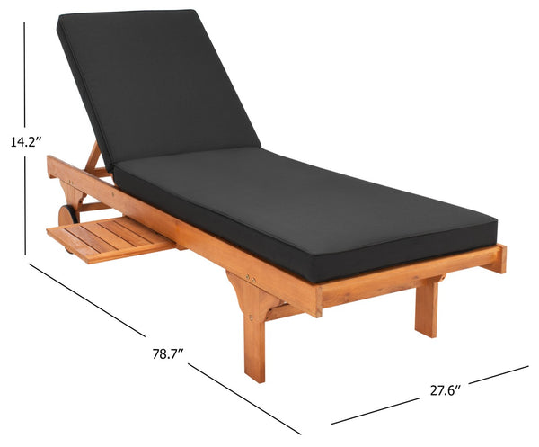 Safavieh NEWPORT Lounge Chair – Elegant Outdoor Seating with Classic Design, Comfortable Cushion & Table Natural / Black PAT7022X