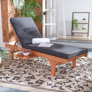 Safavieh NEWPORT Lounge Chair – Elegant Outdoor Seating with Classic Design, Comfortable Cushion & Table Natural / Black PAT7022X