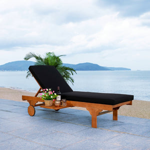 Safavieh NEWPORT Lounge Chair – Elegant Outdoor Seating with Classic Design, Comfortable Cushion & Table Natural / Black PAT7022X