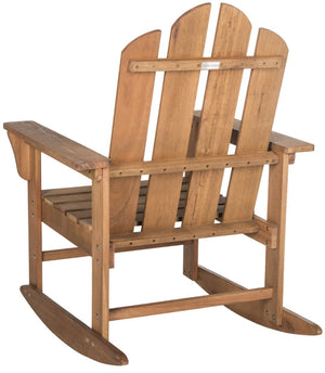 Safavieh MORENO Rocking Chair - Classic Adirondack Design in Natural Eucalyptus for Outdoor Comfort & Style PAT7023C