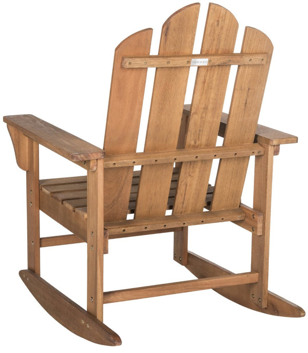 Safavieh MORENO Rocking Chair - Classic Adirondack Design in Natural Eucalyptus for Outdoor Comfort & Style PAT7023C