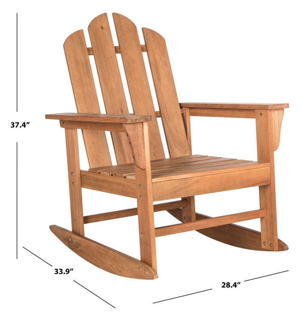 Safavieh MORENO Rocking Chair - Classic Adirondack Design in Natural Eucalyptus for Outdoor Comfort & Style PAT7023C