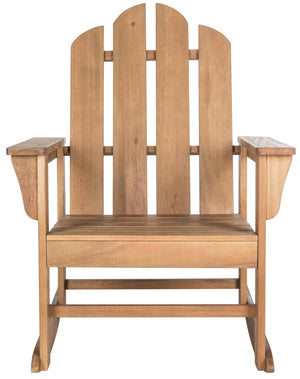 Safavieh MORENO Rocking Chair - Classic Adirondack Design in Natural Eucalyptus for Outdoor Comfort & Style PAT7023C
