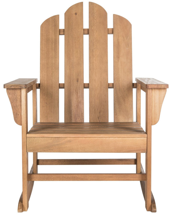 Safavieh MORENO Rocking Chair - Classic Adirondack Design in Natural Eucalyptus for Outdoor Comfort & Style PAT7023C
