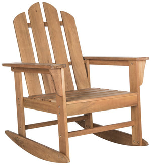 Safavieh MORENO Rocking Chair - Classic Adirondack Design in Natural Eucalyptus for Outdoor Comfort & Style PAT7023C