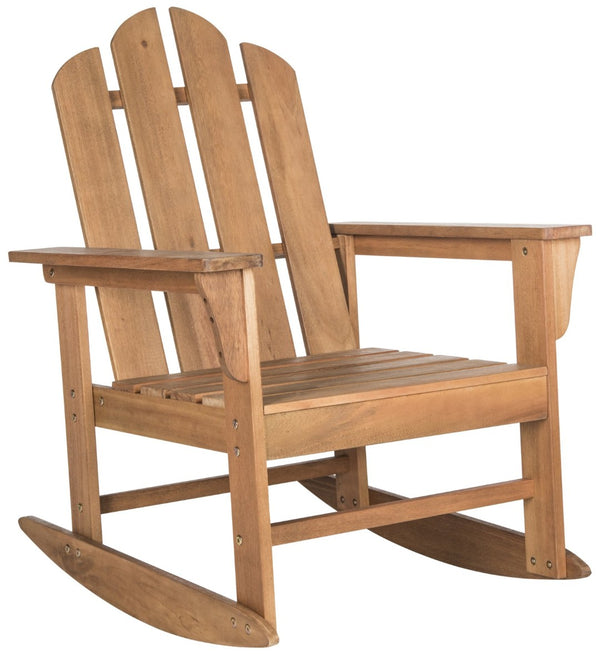 Safavieh MORENO Rocking Chair - Classic Adirondack Design in Natural Eucalyptus for Outdoor Comfort & Style PAT7023C