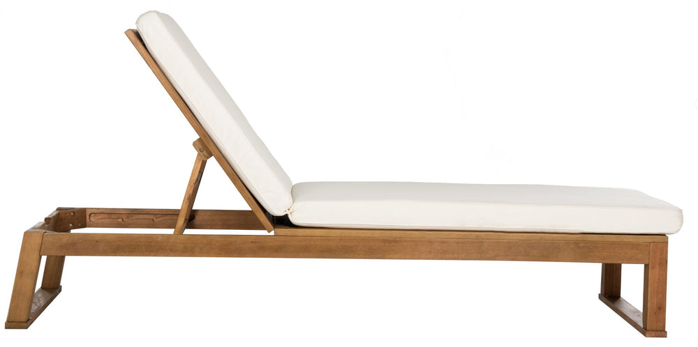 Safavieh SOLANO Modern Sun Lounger with Adjustable Recline – Chic Outdoor Patio Furniture for Relaxation Natural / Beige PAT7024A