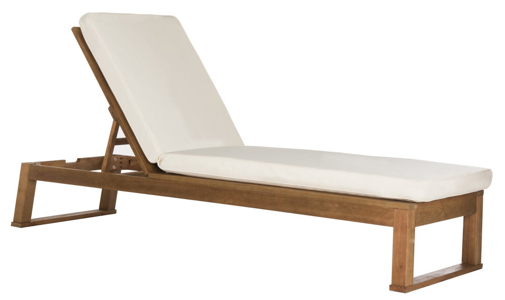 Safavieh SOLANO Modern Sun Lounger with Adjustable Recline – Chic Outdoor Patio Furniture for Relaxation Natural / Beige PAT7024A