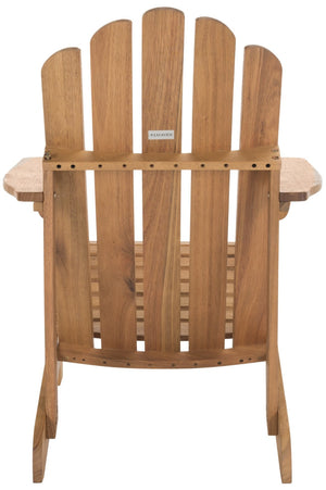 Safavieh TOPHER Adirondack Chair - Classic Eucalyptus Wood Design for Comfortable Outdoor Relaxation Spaces Natural PAT7027A
