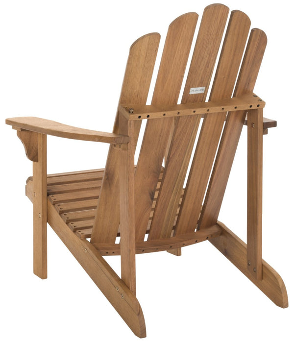 Safavieh TOPHER Adirondack Chair - Classic Eucalyptus Wood Design for Comfortable Outdoor Relaxation Spaces Natural PAT7027A