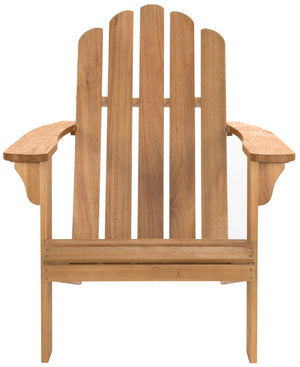 Safavieh TOPHER Adirondack Chair - Classic Eucalyptus Wood Design for Comfortable Outdoor Relaxation Spaces Natural PAT7027A