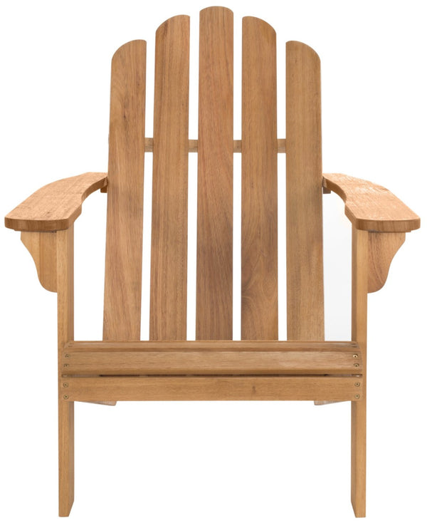 Safavieh TOPHER Adirondack Chair - Classic Eucalyptus Wood Design for Comfortable Outdoor Relaxation Spaces Natural PAT7027A