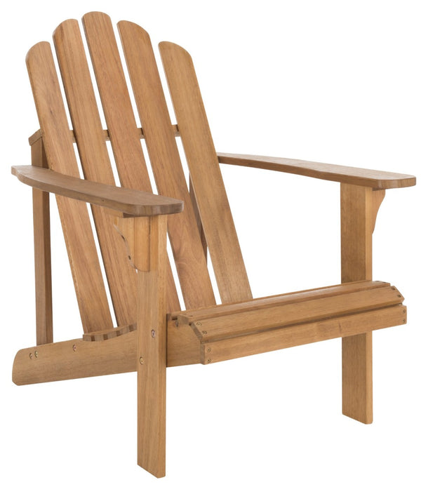Safavieh TOPHER Adirondack Chair - Classic Eucalyptus Wood Design for Comfortable Outdoor Relaxation Spaces Natural PAT7027A
