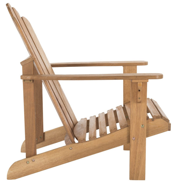 Safavieh TOPHER Adirondack Chair - Classic Eucalyptus Wood Design for Comfortable Outdoor Relaxation Spaces Natural PAT7027A