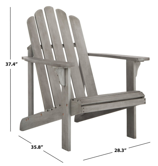 Safavieh TOPHER Adirondack Chair - Classic Eucalyptus Wood Design for Comfortable Outdoor Relaxation Spaces Grey PAT7027B