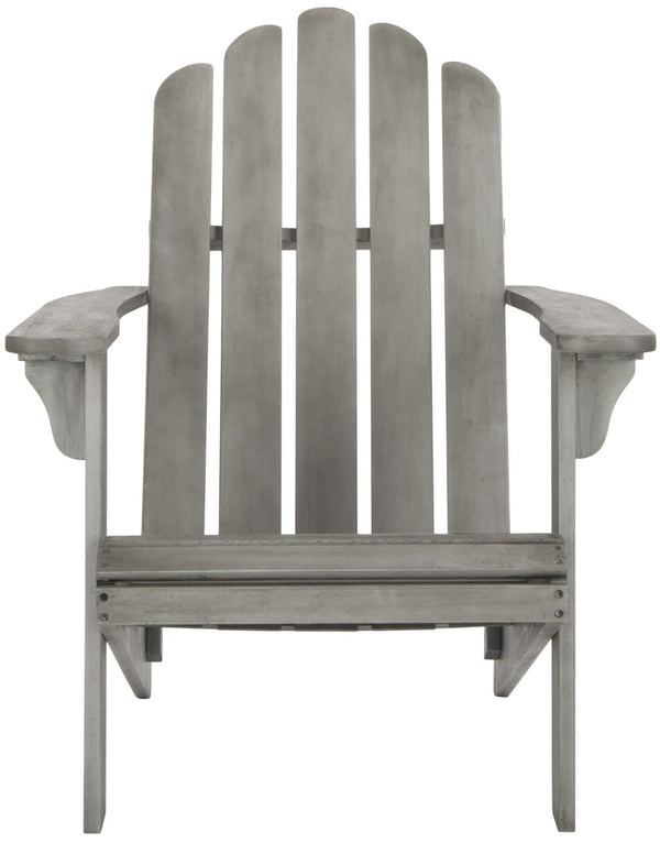 Safavieh TOPHER Adirondack Chair - Classic Eucalyptus Wood Design for Comfortable Outdoor Relaxation Spaces Grey PAT7027B