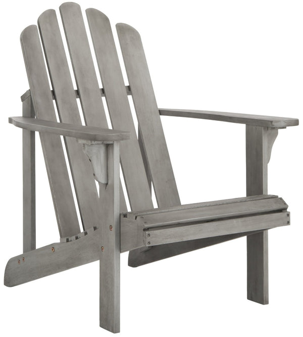 Safavieh TOPHER Adirondack Chair - Classic Eucalyptus Wood Design for Comfortable Outdoor Relaxation Spaces Grey PAT7027B