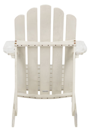 Safavieh TOPHER Adirondack Chair - Classic Eucalyptus Wood Design for Comfortable Outdoor Relaxation Spaces White PAT7027C