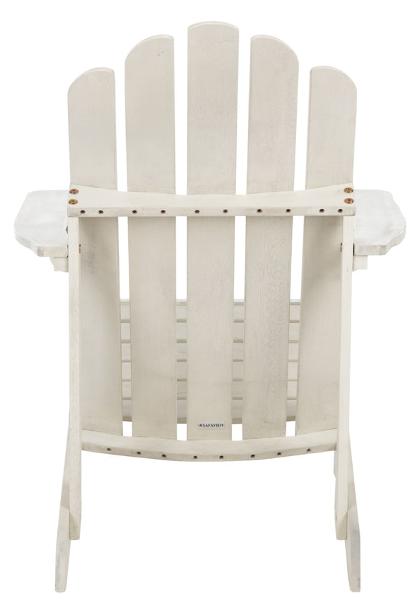 Safavieh TOPHER Adirondack Chair - Classic Eucalyptus Wood Design for Comfortable Outdoor Relaxation Spaces White PAT7027C