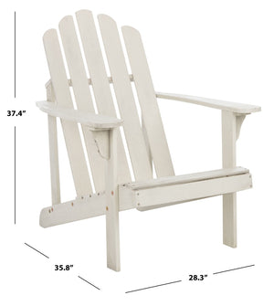 Safavieh TOPHER Adirondack Chair - Classic Eucalyptus Wood Design for Comfortable Outdoor Relaxation Spaces White PAT7027C