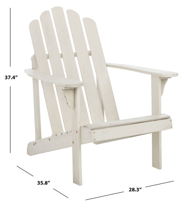 Safavieh TOPHER Adirondack Chair - Classic Eucalyptus Wood Design for Comfortable Outdoor Relaxation Spaces White PAT7027C