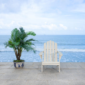 Safavieh TOPHER Adirondack Chair - Classic Eucalyptus Wood Design for Comfortable Outdoor Relaxation Spaces White PAT7027C