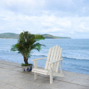 Safavieh TOPHER Adirondack Chair - Classic Eucalyptus Wood Design for Comfortable Outdoor Relaxation Spaces White PAT7027C